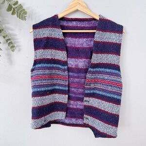 Unbranded Vtg Tapestry Vest Bohemian Granola Festival Gorpcore Woven Striped S